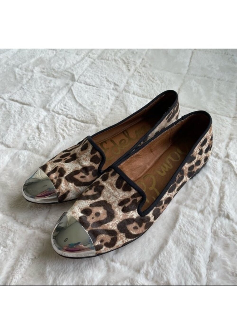 Sam Edelman | Leopard Print Silver Toe Ballet Flats | Size 8.5